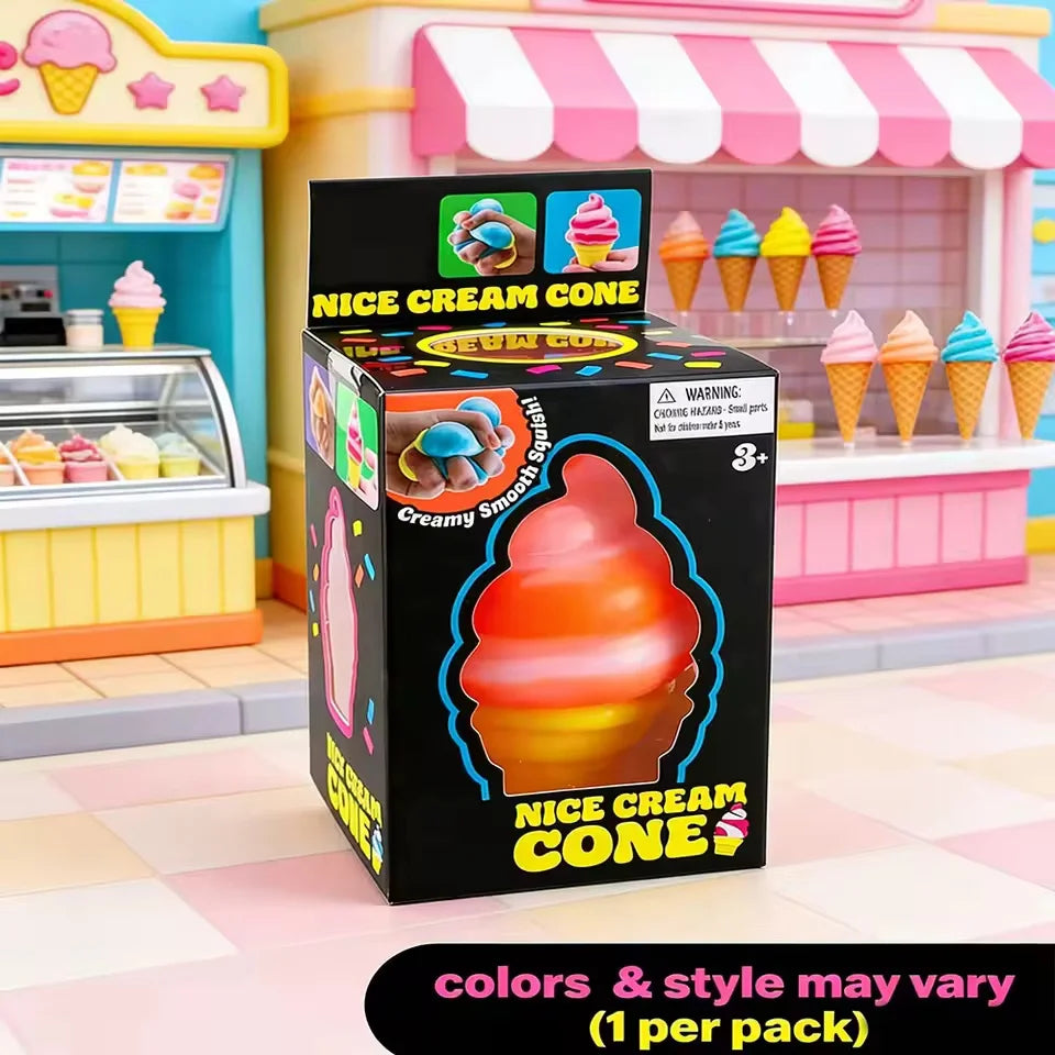 Nee-doh Nice Cream Cone Colorful Ice Cream Shaped Sensory Stress Reliever Fidget Tool for Anxiety & Focus for Adults & Kids