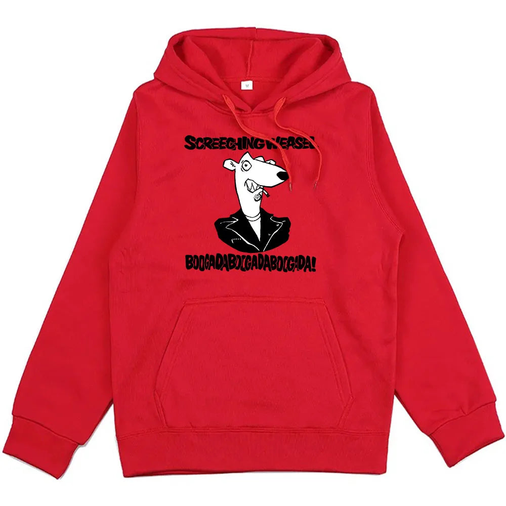 Hooded Clothes Screeching Weasel Band Printing Hoodies Funny Cartoon Graphic Sweatshirts Hip Hop  Fashion Unisex Streetwear Male
