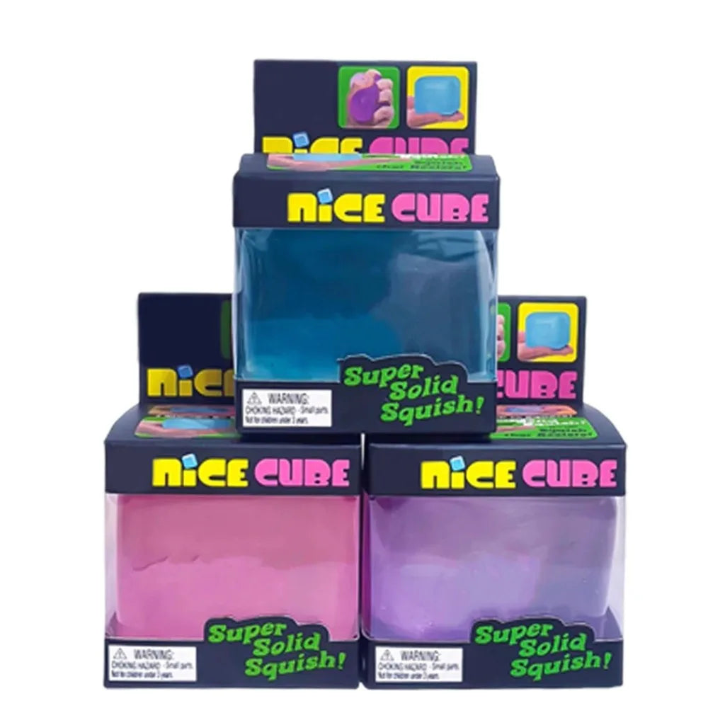 Nee|Doh Nice Cube Super Squeeze Fidget Toy, Translucent Red Stress Relief Squishy Cube, BPA-Free Toy for Kids Adults