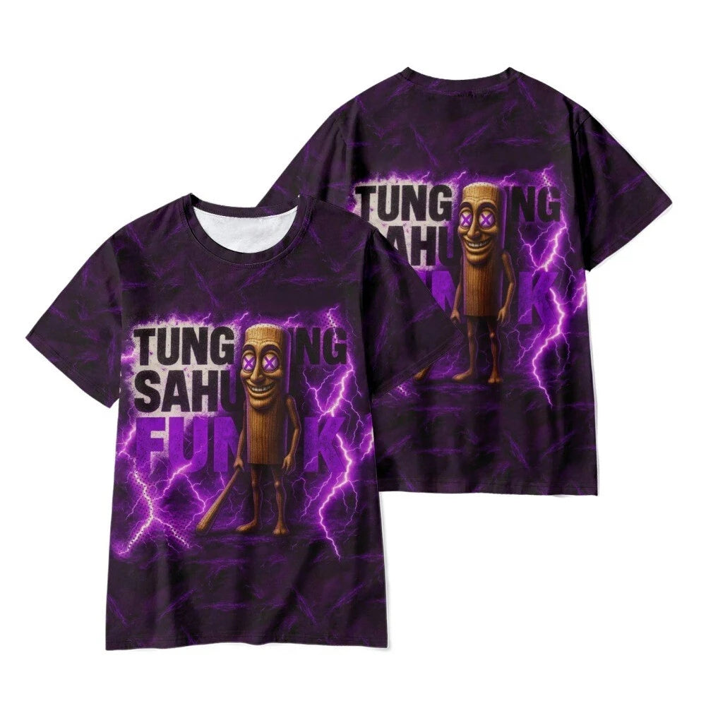 Italian 3D Cartoon Printed T-shirt. Tung Tung Tung Sahur Summer Season Fun Humorous Loose Quick-drying Breathable Men's T-shirt