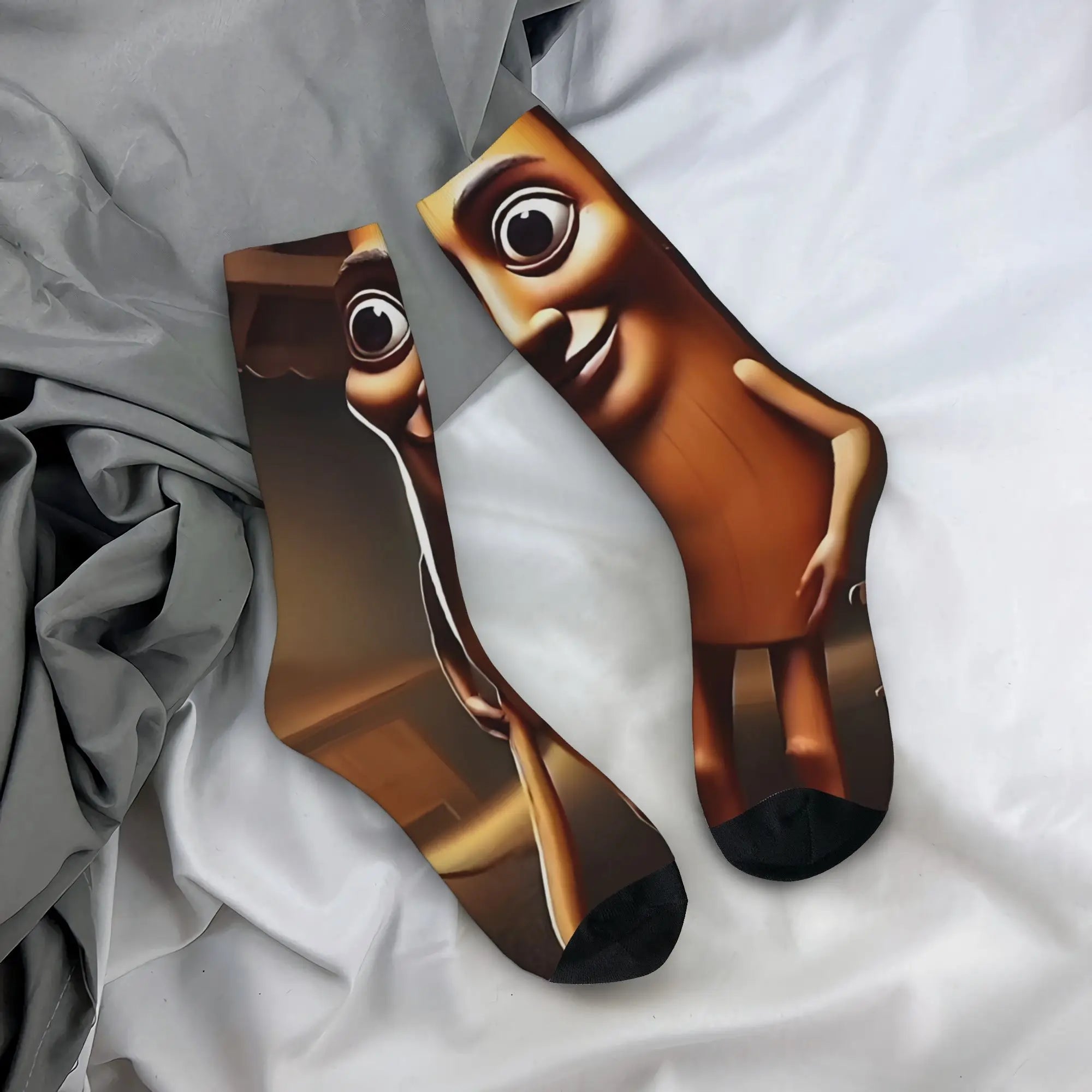 Funny Sock  Tung Tung Tung Sahur 1 Harajuku Seamless Pattern Printed Men Crew Socks Novelty Men's Socks