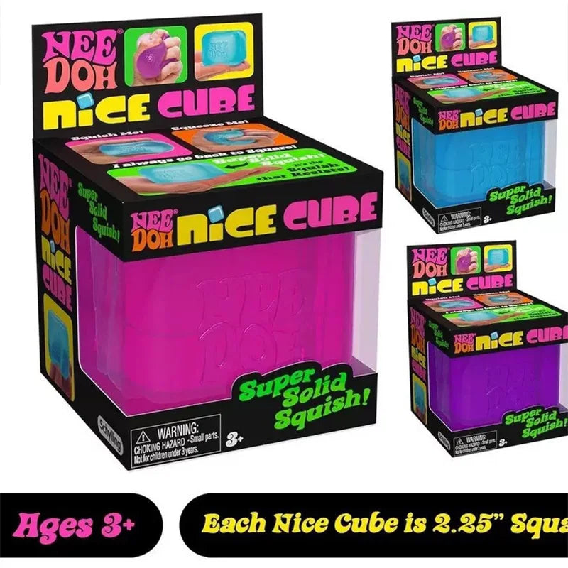 Nee Doh Nice Cube Sensory Stress Reliever Fidget Toy, Anxiety Relief & Focus Desk Toy, Squeeze Sensory Cube for Adults & Kids