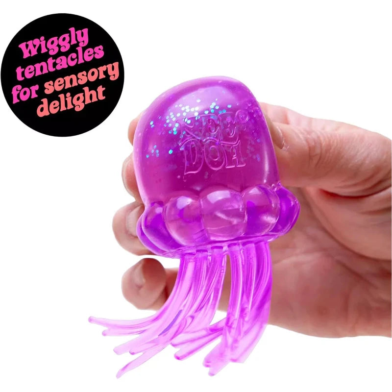 NEE DOH Jellyfish Shaped Squishy Squeeze Toy Glitter Blue Transparent Sensory Stress Relief For Home Work Play For Adults