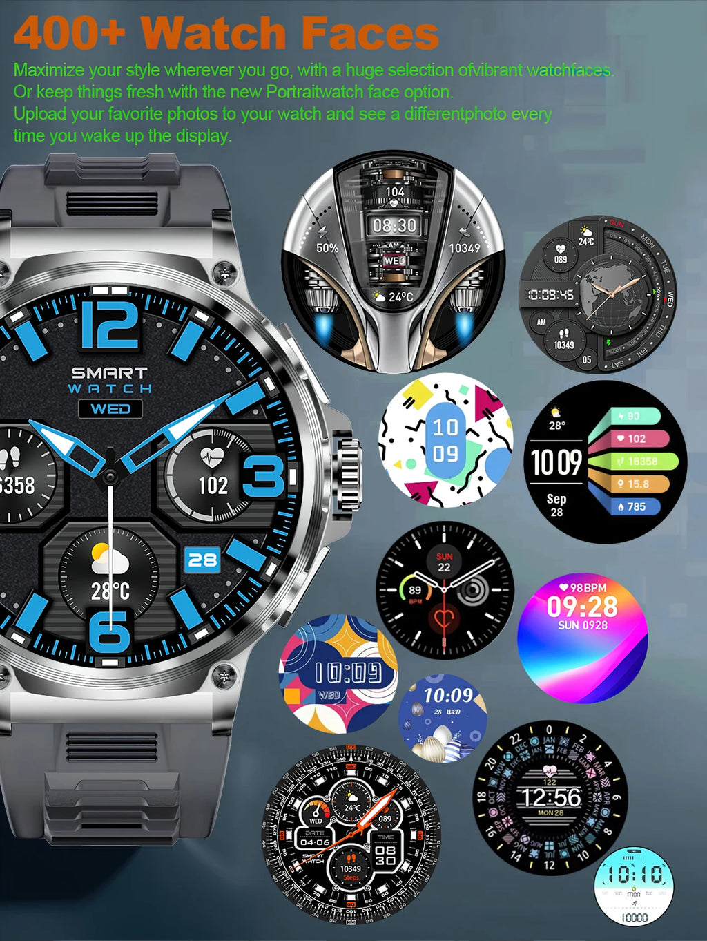 LIGE New 1.85-inch Ultra HD Smartwatch GPS Tracking HD Bluetooth call 710 Mah Large Battery 400+ Dial Smartwatch For IOS Android