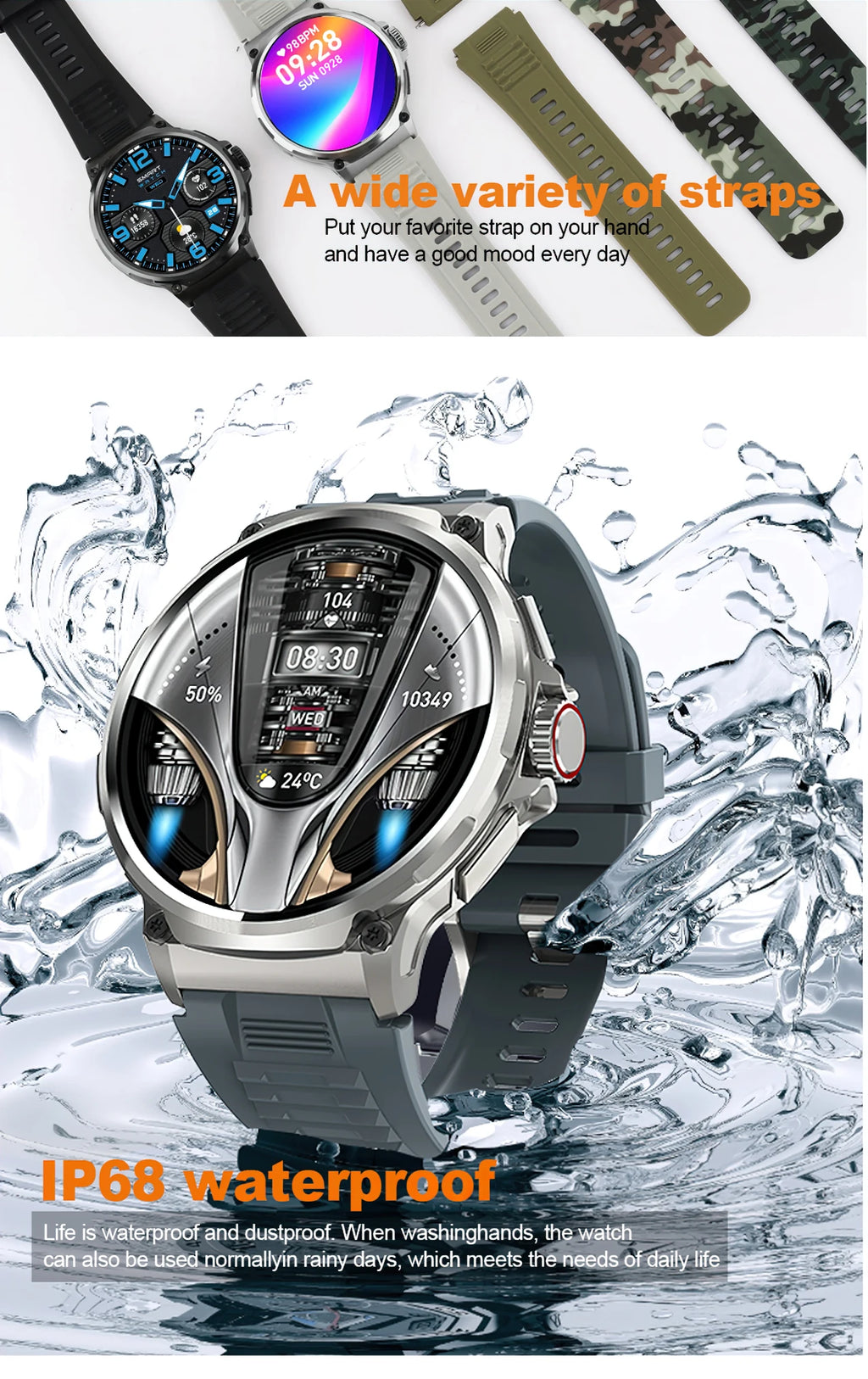 LIGE New 1.85-inch Ultra HD Smartwatch GPS Tracking HD Bluetooth call 710 Mah Large Battery 400+ Dial Smartwatch For IOS Android