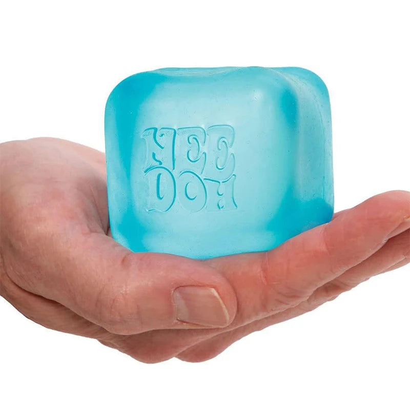 Nee Doh Nice Cube Super Squeeze Fidget Toy, Translucent Red Stress Relief Squishy Cube, BPA-Free Toy for Kids Adults