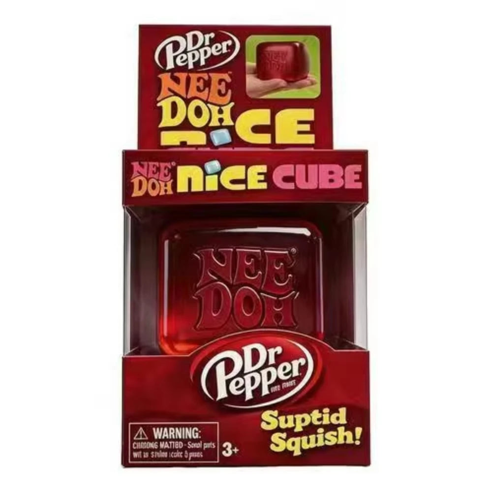 Red Nee-Doh Nice Cube Sensory Squeeze Toy Suptid Squish Stress Relief Fidget Cube for Kids Adults Desk Toy