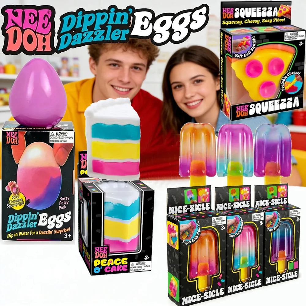 Nee-doh Nice Cream Cone Colorful Ice Cream Shaped Sensory Stress Reliever Fidget Tool for Anxiety & Focus for Adults & Kids