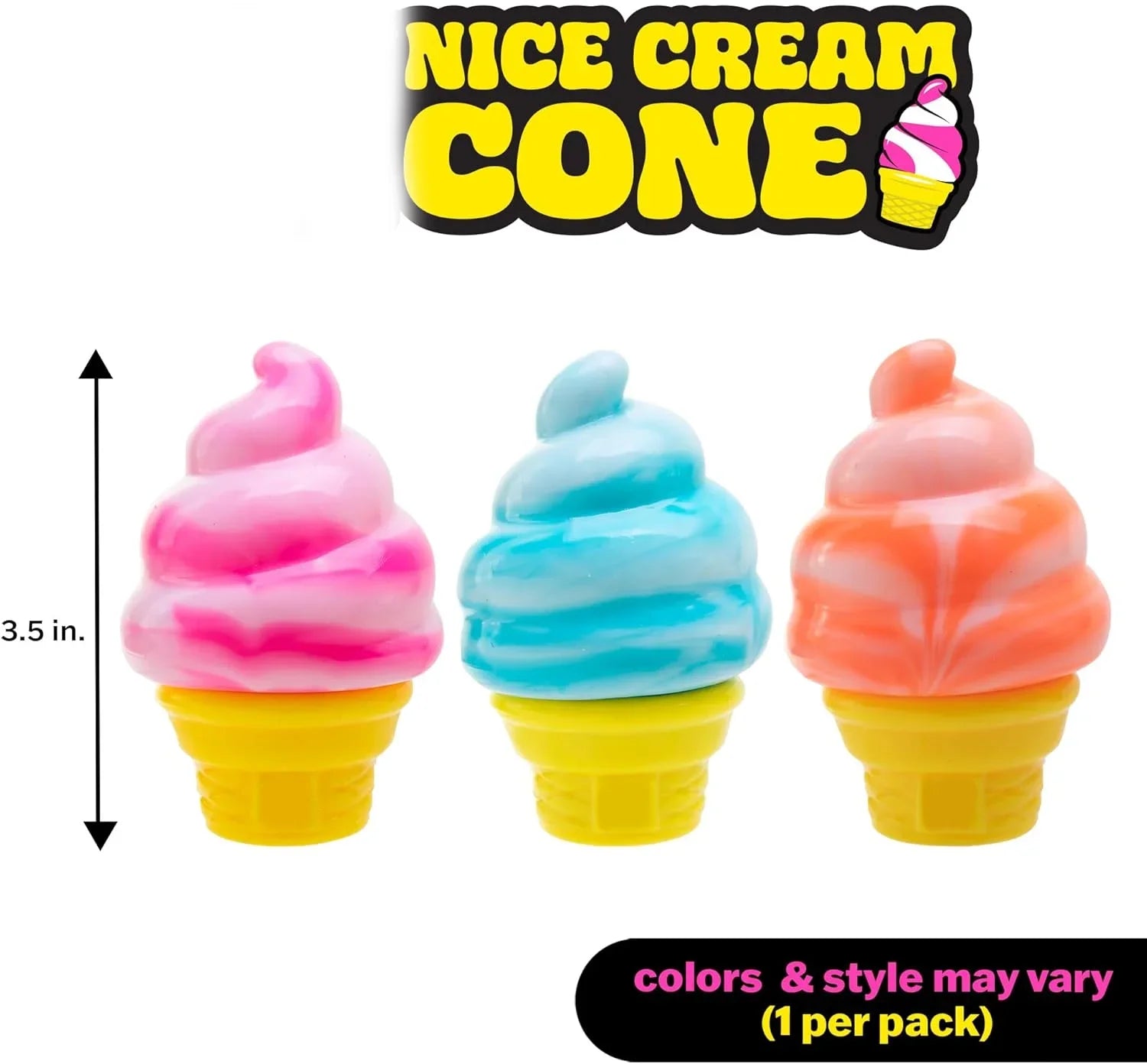New Nee-doh Nice Cream Cone Colorful Ice Cream Shaped Sensory Stress Reliever Fidget Tool for Anxiety & Focus for Adults & Kids