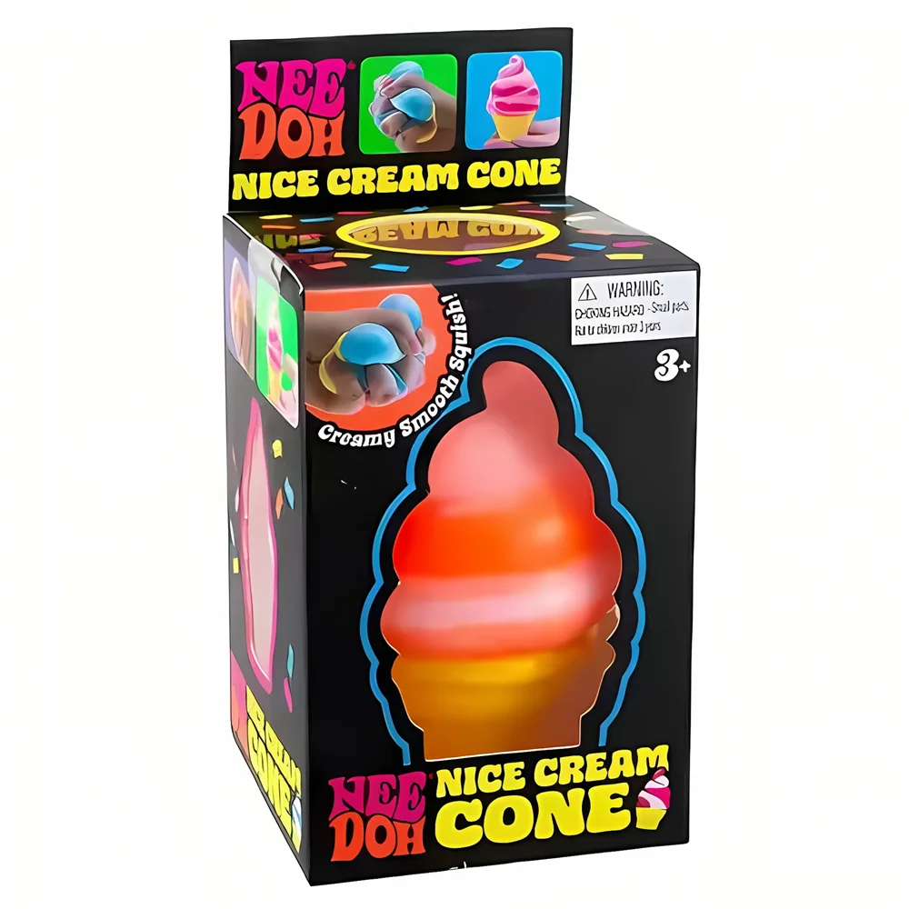 Nee-doh Nice Cream Cone Colorful Ice Cream Shaped Sensory Stress Reliever Fidget Tool for Anxiety & Focus for Adults & Kids
