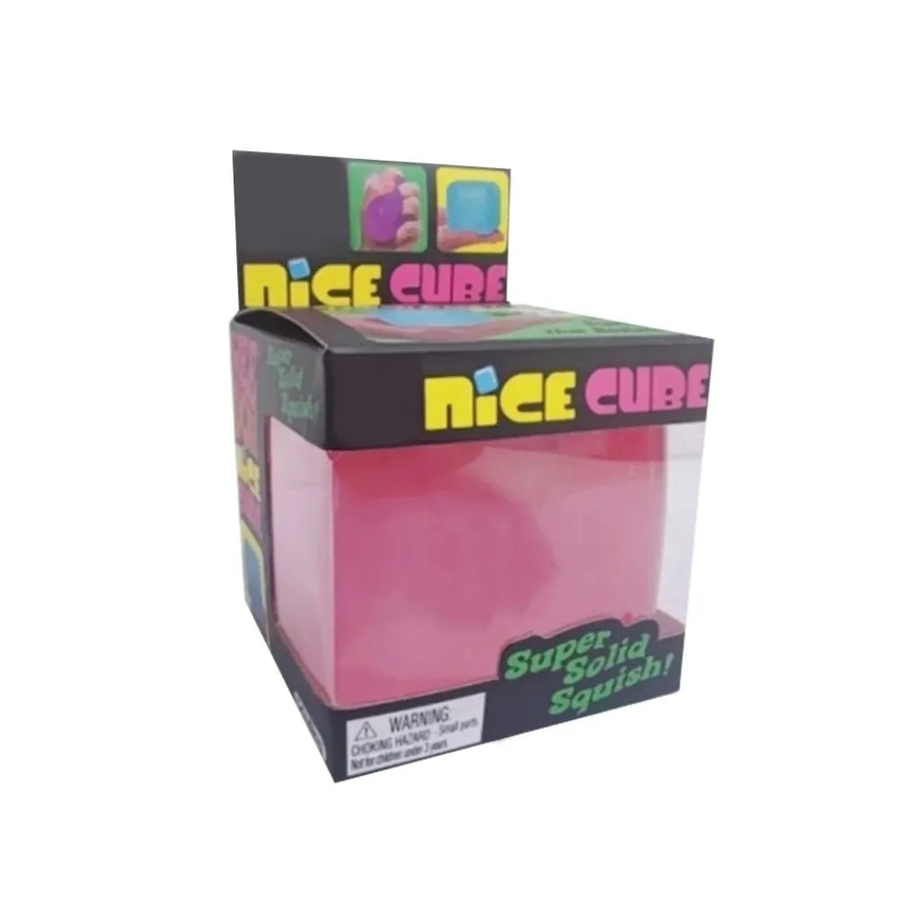 Nee|Doh Nice Cube Super Squeeze Fidget Toy, Translucent Red Stress Relief Squishy Cube, BPA-Free Toy for Kids Adults
