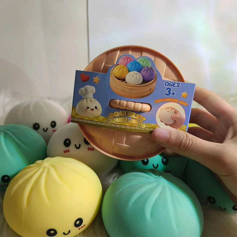 High-quality 4PCS Squishy Dumpling Stress Ball, Dumpling Squishy Toy Shape Hand Relaxation Toy, Party Favor Gift For Friends