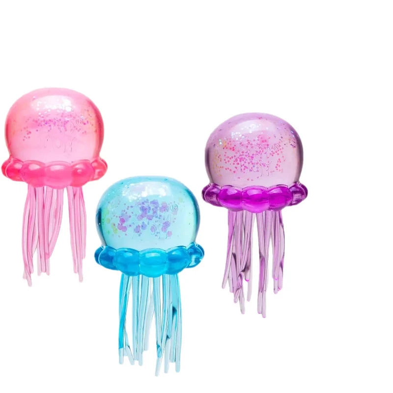 NEE DOH Jellyfish Shaped Squishy Squeeze Toy Glitter Blue Transparent Sensory Stress Relief For Home Work Play For Adults