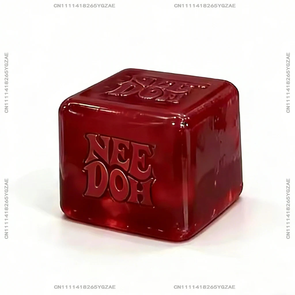Nee Doh Nice Cube Super Squeeze Fidget Toy, Translucent Red Stress Relief Squishy Cube, BPA-Free Toy for Kids Adults