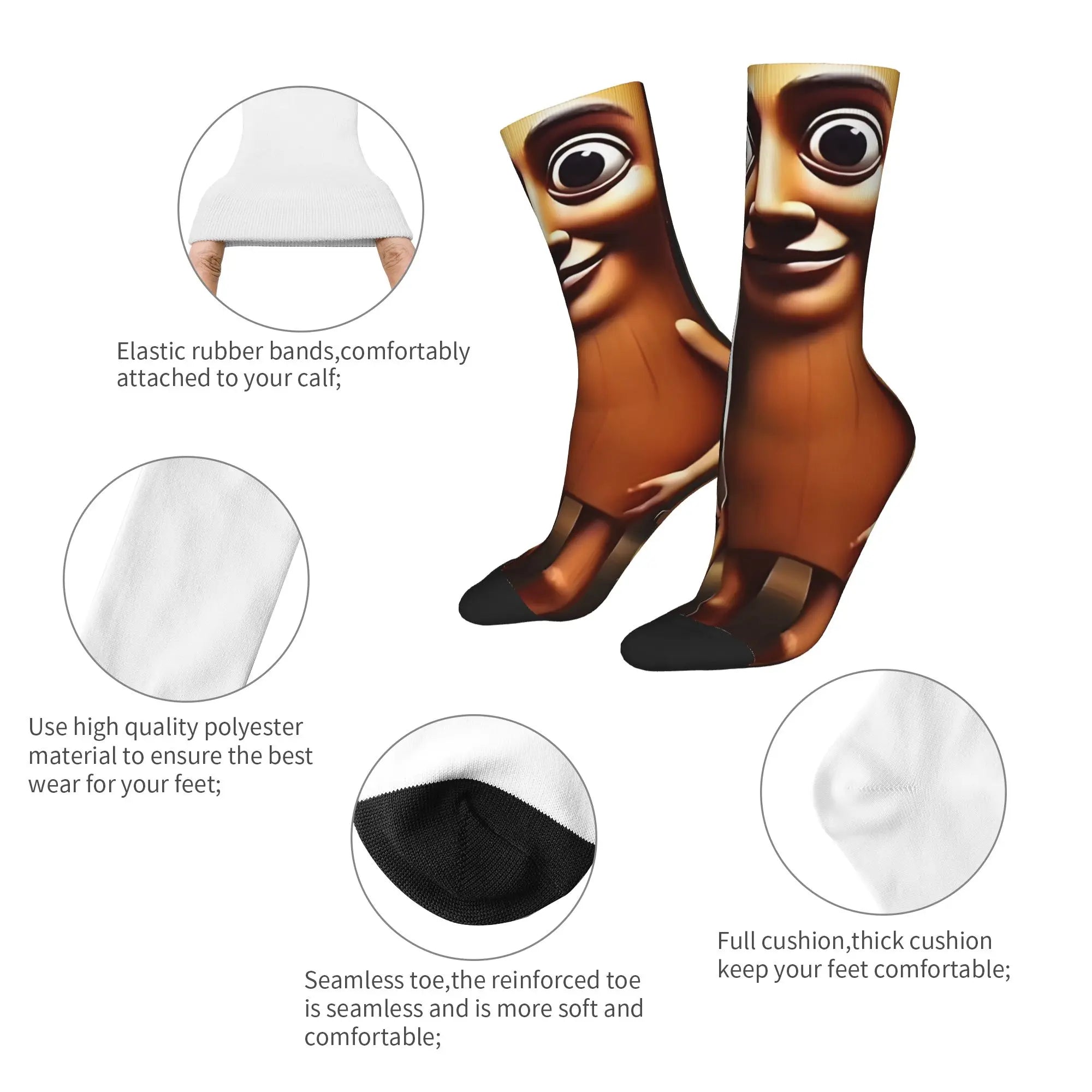 Funny Sock  Tung Tung Tung Sahur 1 Harajuku Seamless Pattern Printed Men Crew Socks Novelty Men's Socks