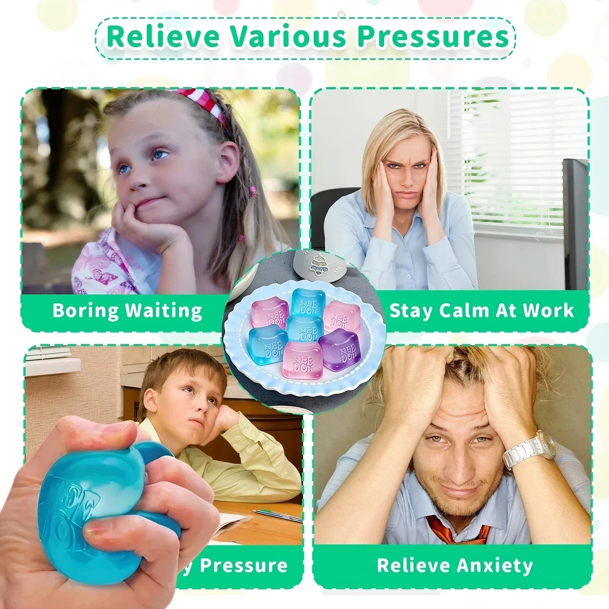 Nee Doh  Trending Jellyfish & Cube Squish Toy, Soft Jelly Squeeze Stress Relief Fidget Toy, Sensory NeeDoh for Kids & Adults