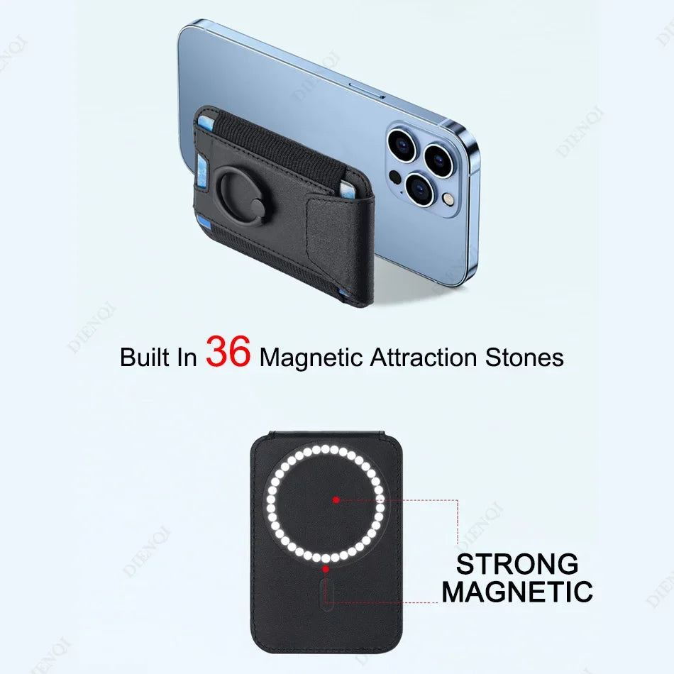 Magnet Wallet & Card Holder Pu Leather Magnetic Ring Stand Cardholder Men Women Cell Phone Case for Iphone 12 13 14 15 16 Pro