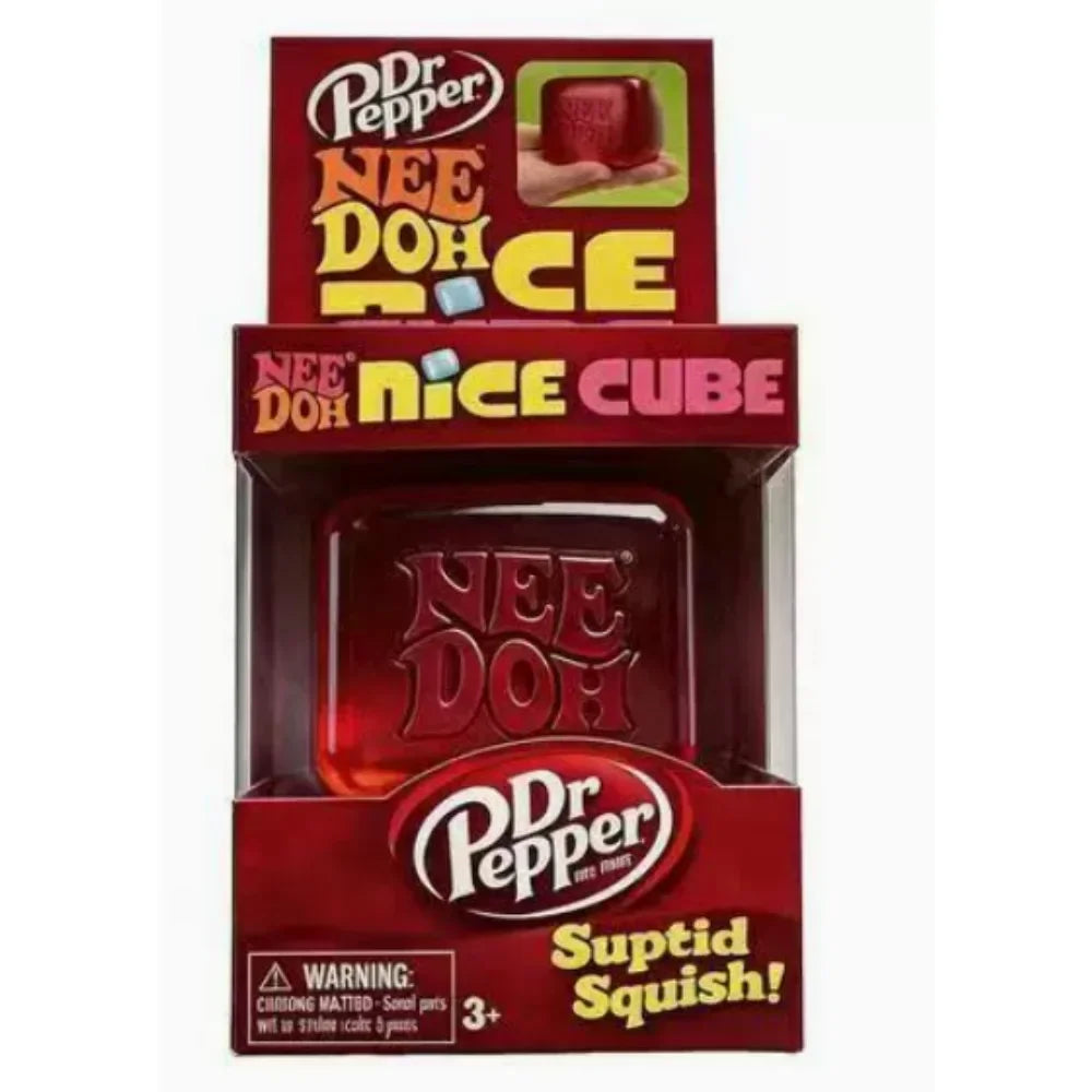 Nee Doh Nice Cube Super Squeeze Fidget Toy, Translucent Red Stress Relief Squishy Cube, BPA-Free Toy for Kids Adults