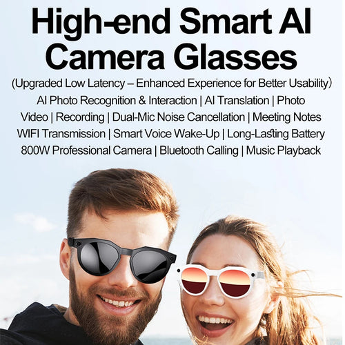 2026 New AI Smart Glasses 8MP Photo&Video Recording Music Playback Voice Wake-Up AI Interaction Translation 290mAh Smart Glasses