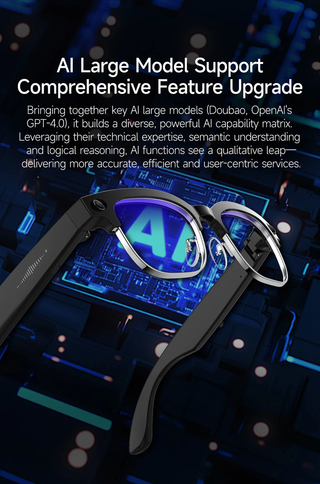 2026New AI Smart Glasses 120+Language Translation 800W Pixel Camera Video Music Player Call Business 8K Color Change Glasses Men