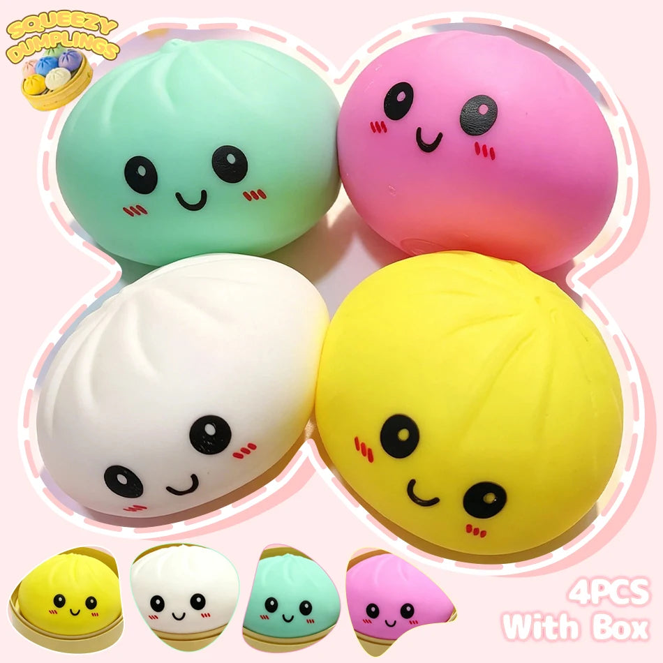 High-quality Colorful Dumpling Squishes Stress Balls Fidget Sensory Toys Antistress Reusable Rebound Squeeze Reliever Toy