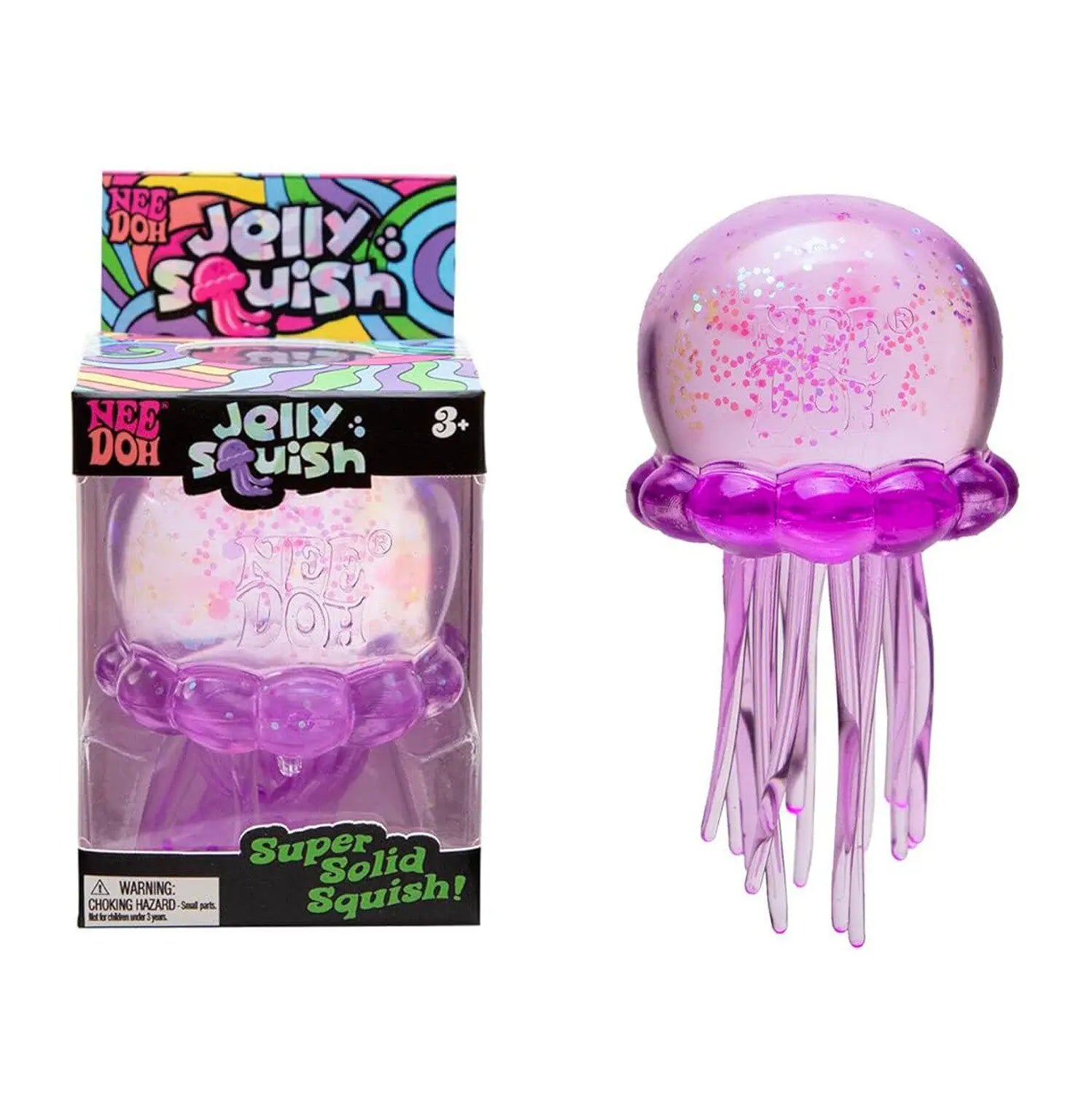NEE DOH Jellyfish Shaped Squishy Squeeze Toy Glitter Blue Transparent Sensory Stress Relief For Home Work Play For Adults