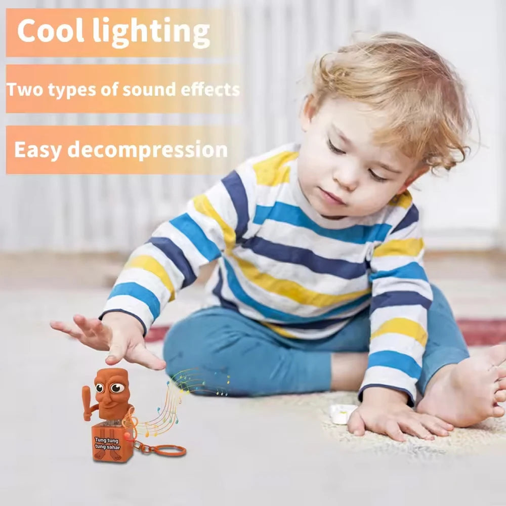 Tung Tung Tung Sahur Fidget Toys Italian Brainrot Animals Keychains Buttons with Sound and Light Stress Relief Toy Pendant