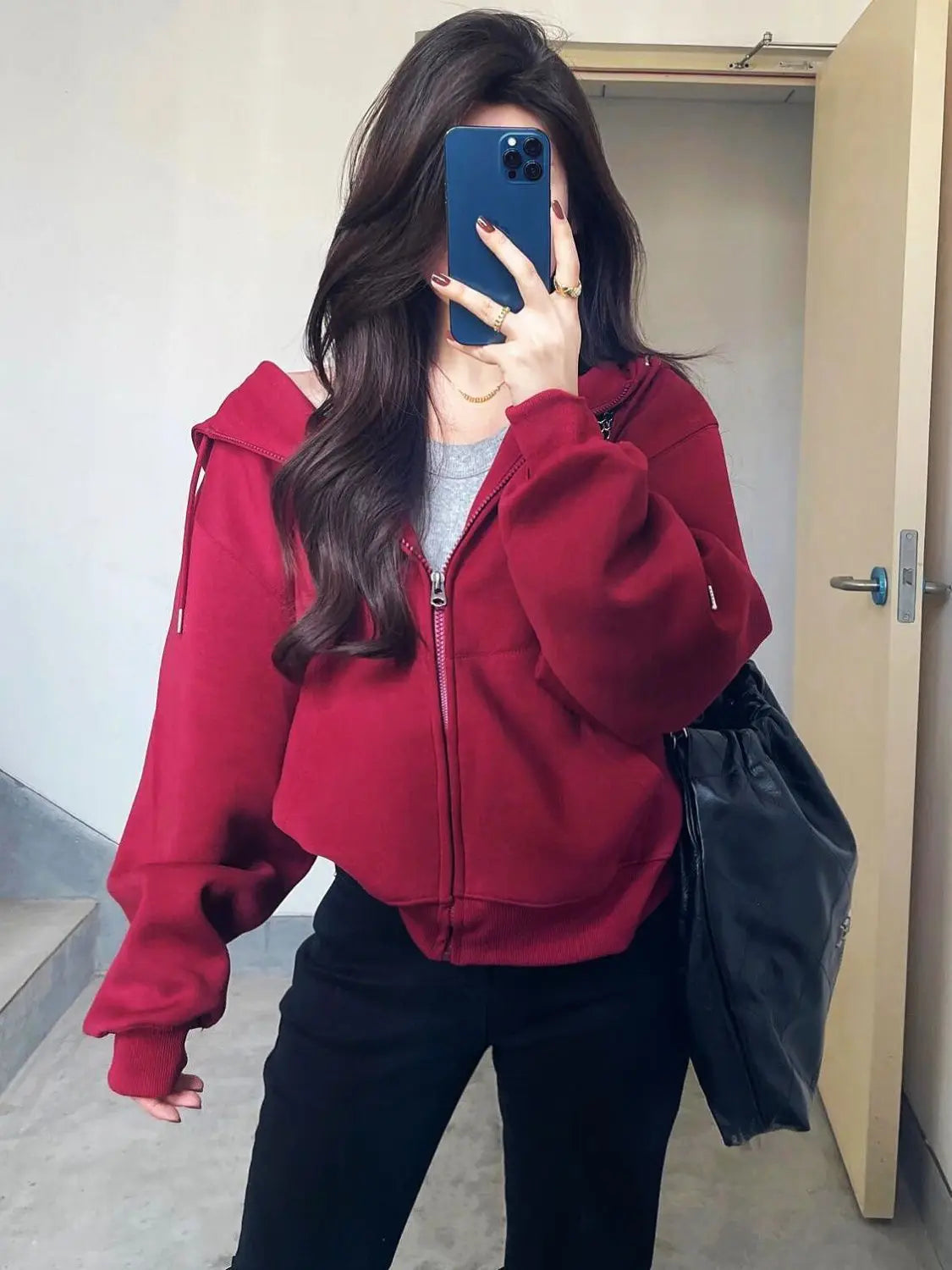 Hooded Zip Up Hoodies Womens Leisure Pink Aesthetic Thin O-Neck Front Back Gothic Letters Goth Breathable Thicken Sport Cozy