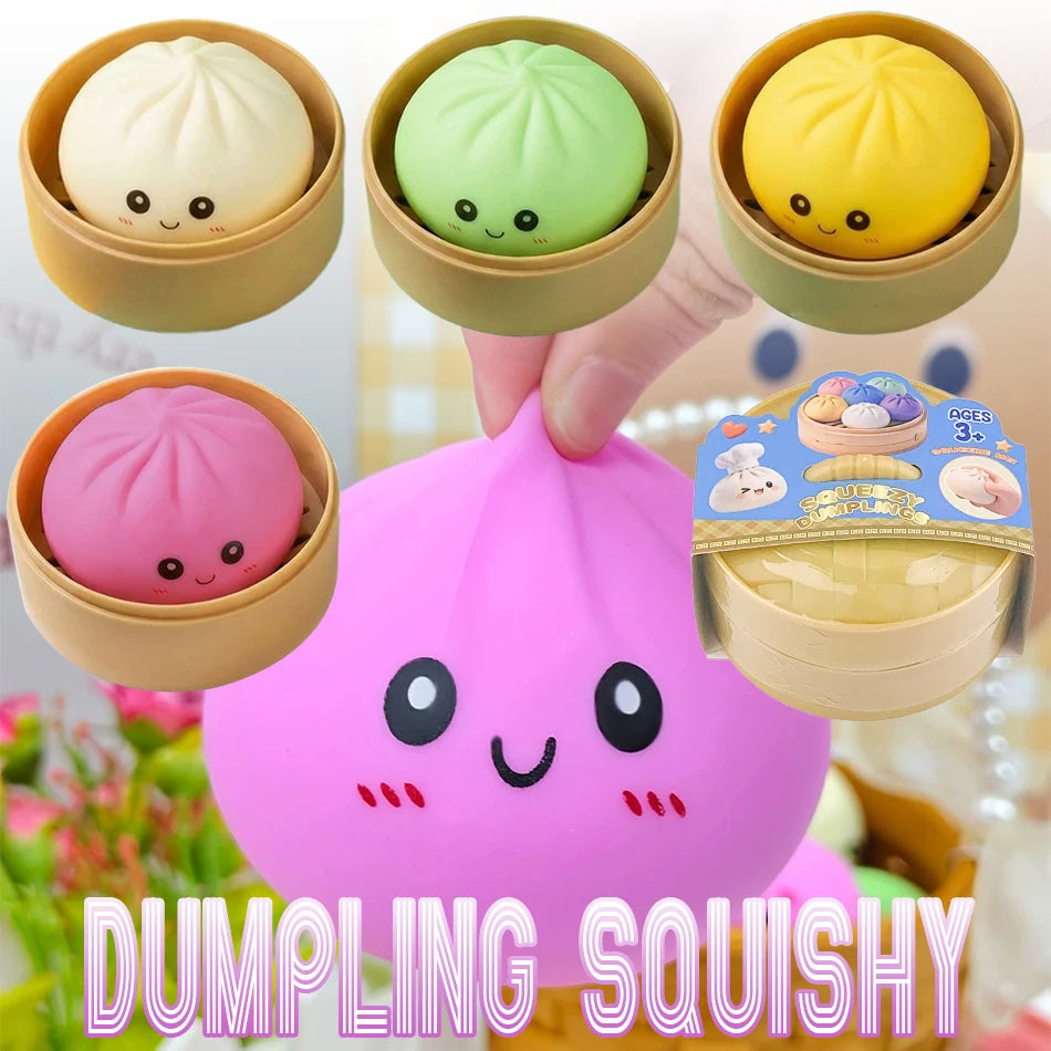 High-quality Soft Dumpling Squishy: Transparent Colorful Squeeze Toy, ASMR Stress Relief Ball, Sensory Fidget Toy For People
