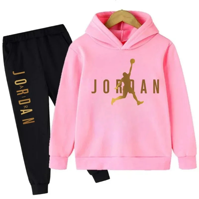Hoodie + sweatpants set (2-piece) fashionable sports outfit
