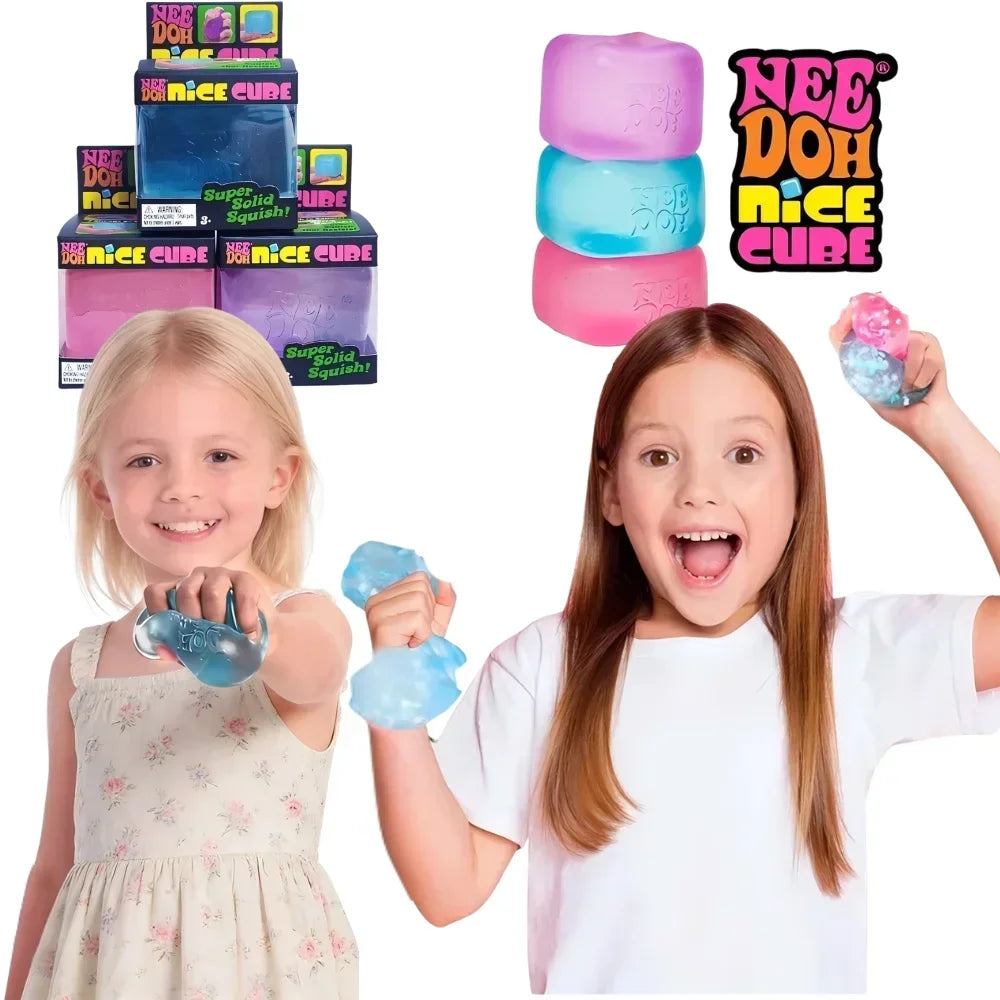 Nee Doh  Trending Jellyfish & Cube Squish Toy, Soft Jelly Squeeze Stress Relief Fidget Toy, Sensory NeeDoh for Kids & Adults
