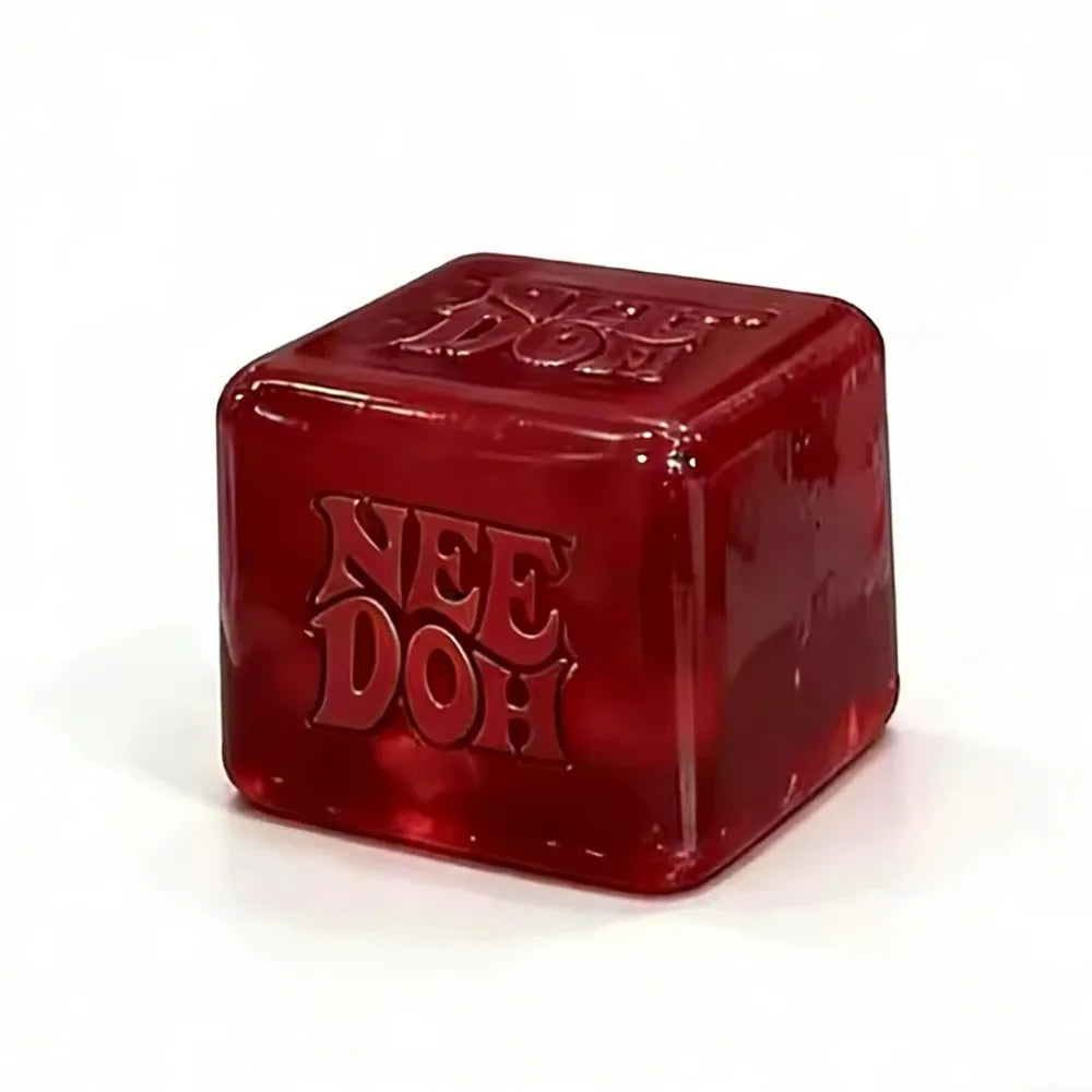 Nee Doh Nice Cube Super Squeeze Fidget Toy, Translucent Red Stress Relief Squishy Cube, BPA-Free Toy for Kids Adults