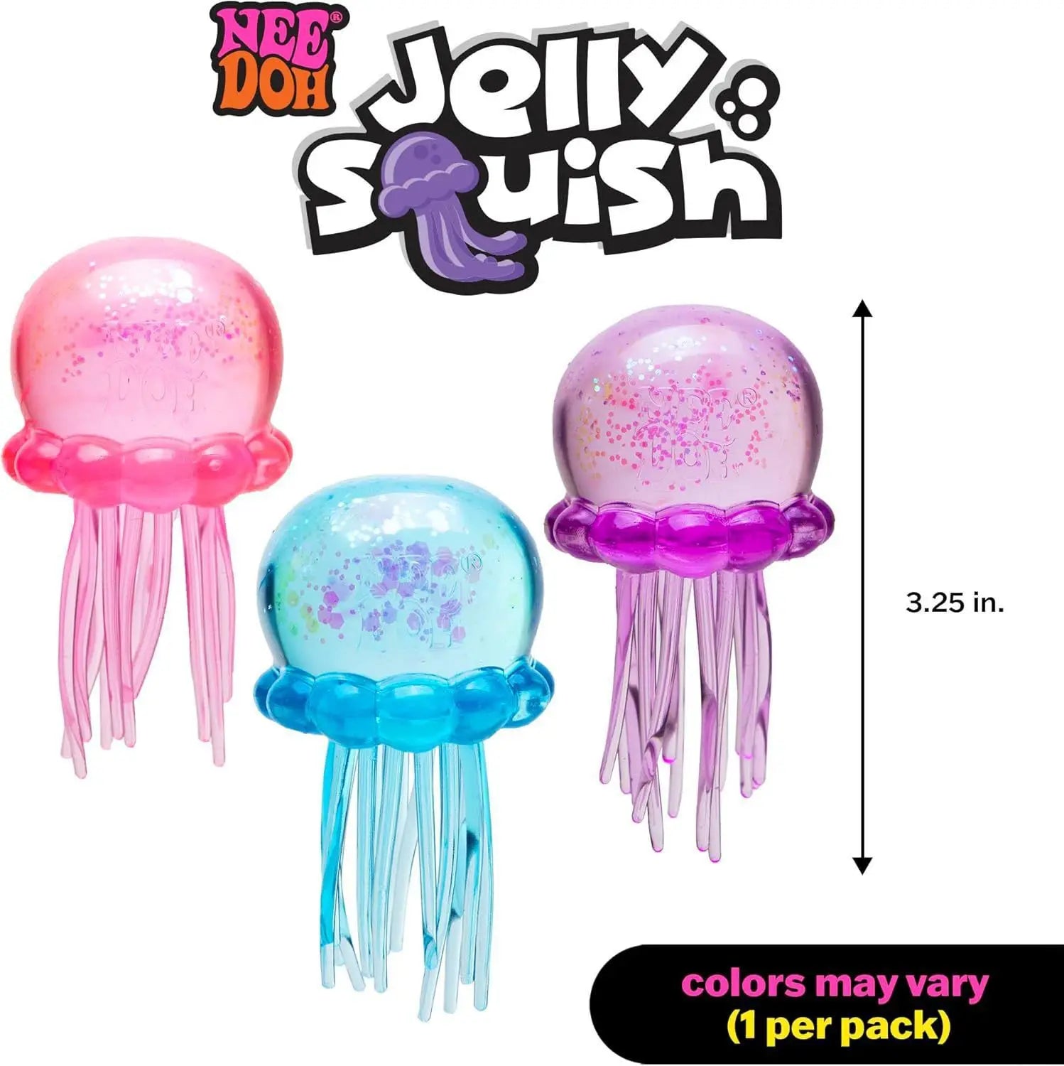NEE DOH Jellyfish Shaped Squishy Squeeze Toy Glitter Blue Transparent Sensory Stress Relief For Home Work Play For Adults