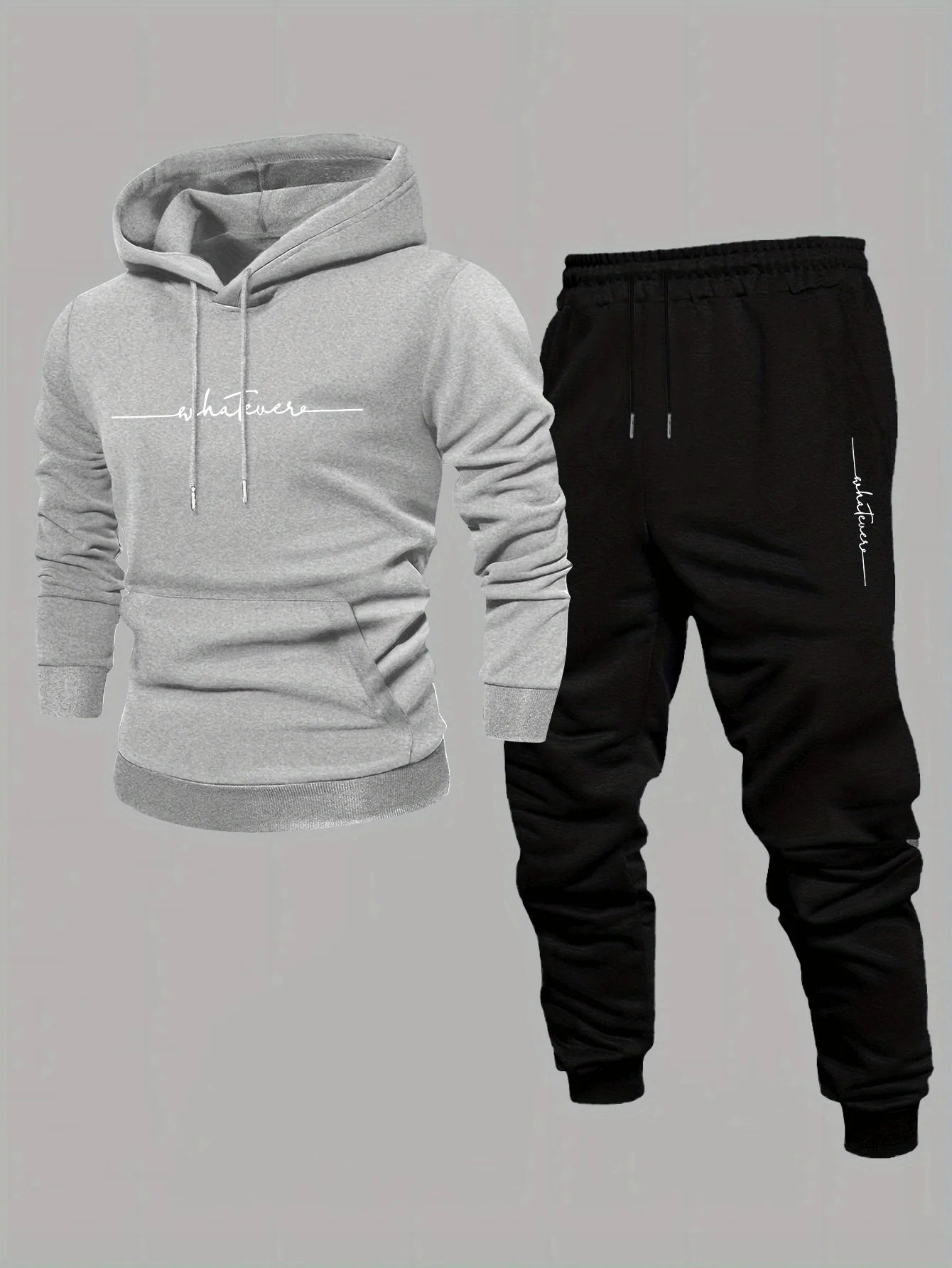Hoodie sweatshirt men's autumn and winter sportswear and casual set trendy American high street versatile printed coat