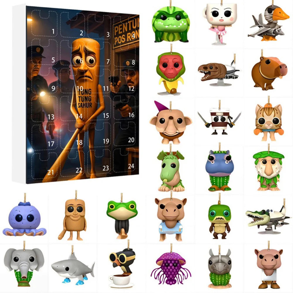 Tung Tung Sahur Blind Box Guessing Game Mystery Box Toy 24pcs Creative Abstract Art Fun Doll Gift for Kids and Adults