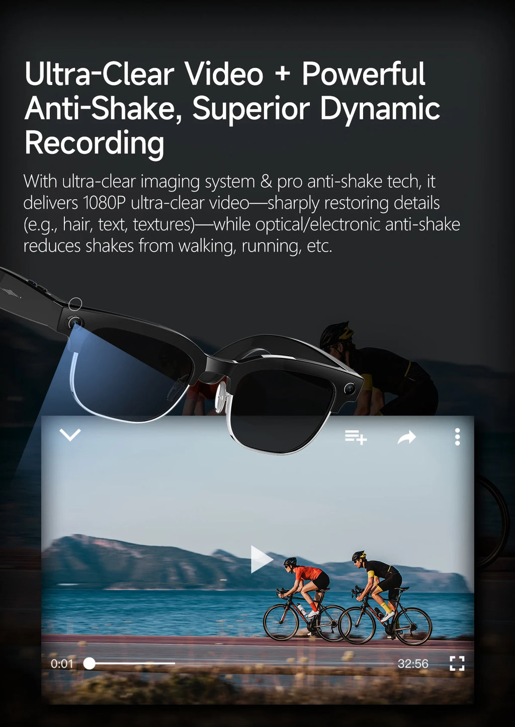 2026New AI Smart Glasses 120+Language Translation 800W Pixel Camera Video Music Player Call Business 8K Color Change Glasses Men