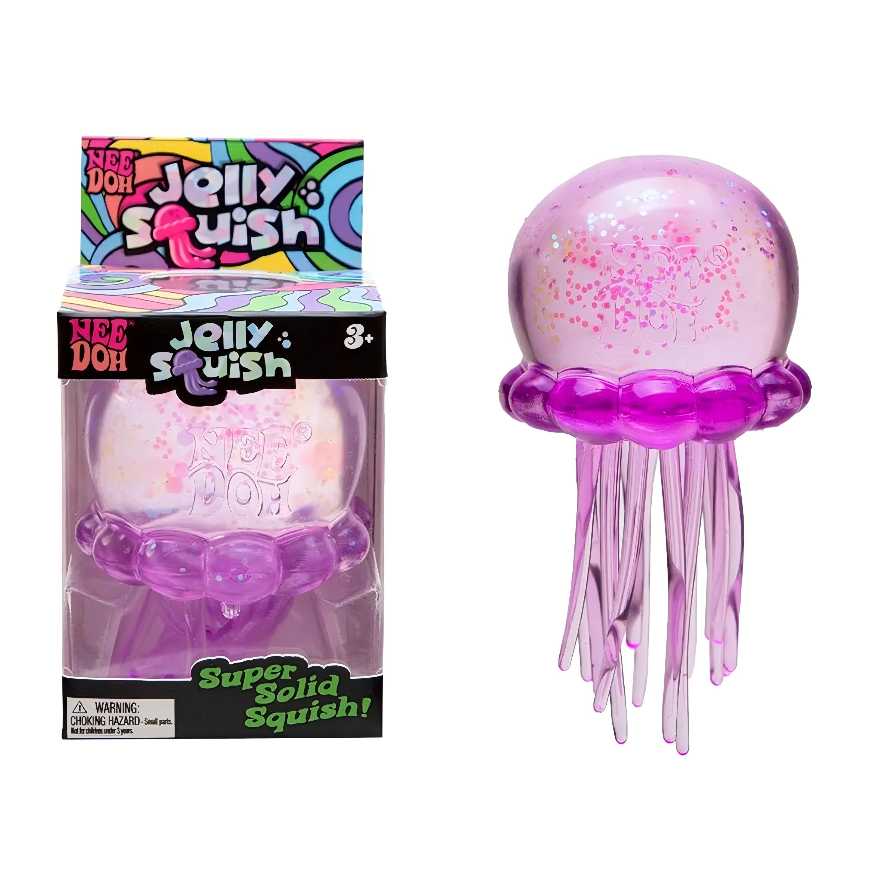 Nee Doh  Trending Jellyfish & Cube Squish Toy, Soft Jelly Squeeze Stress Relief Fidget Toy, Sensory NeeDoh for Kids & Adults