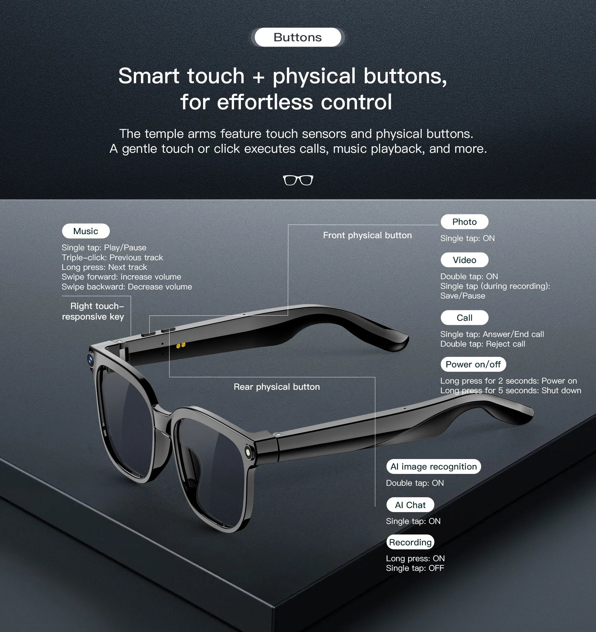 AI Smart Glasses 2026 New Men 800W Camera Color-Changing Translation Glasses Waterproof Call Photo Video Recording Sunglasses