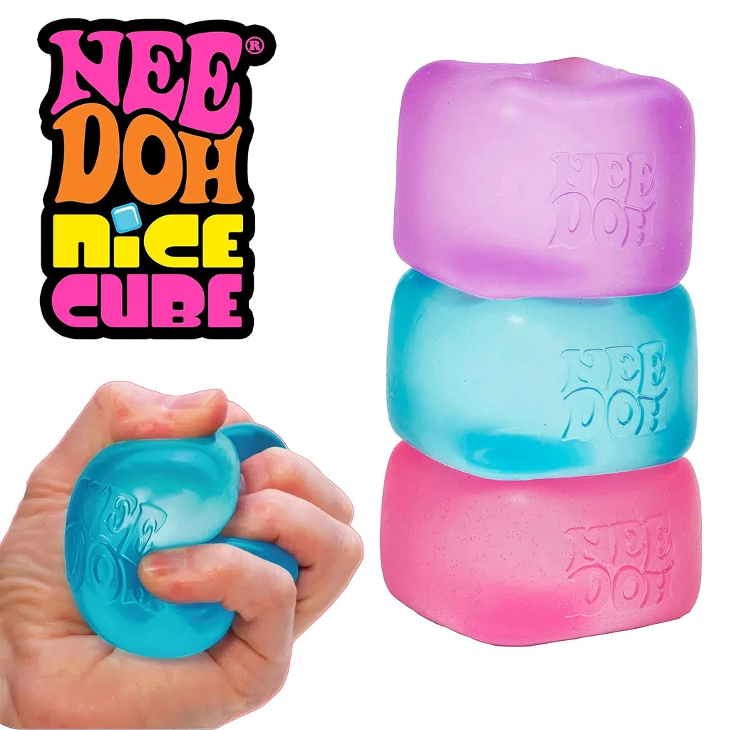 Nee Doh Cube Squeeze Toy, Soft Squeeze Stress Relief Fidget Toy, Sensory Decompression Toy for Kids & Adults Anxiety Relief