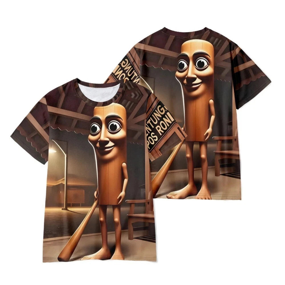 Italian 3D Cartoon Printed T-shirt. Tung Tung Tung Sahur Summer Season Fun Humorous Loose Quick-drying Breathable Men's T-shirt