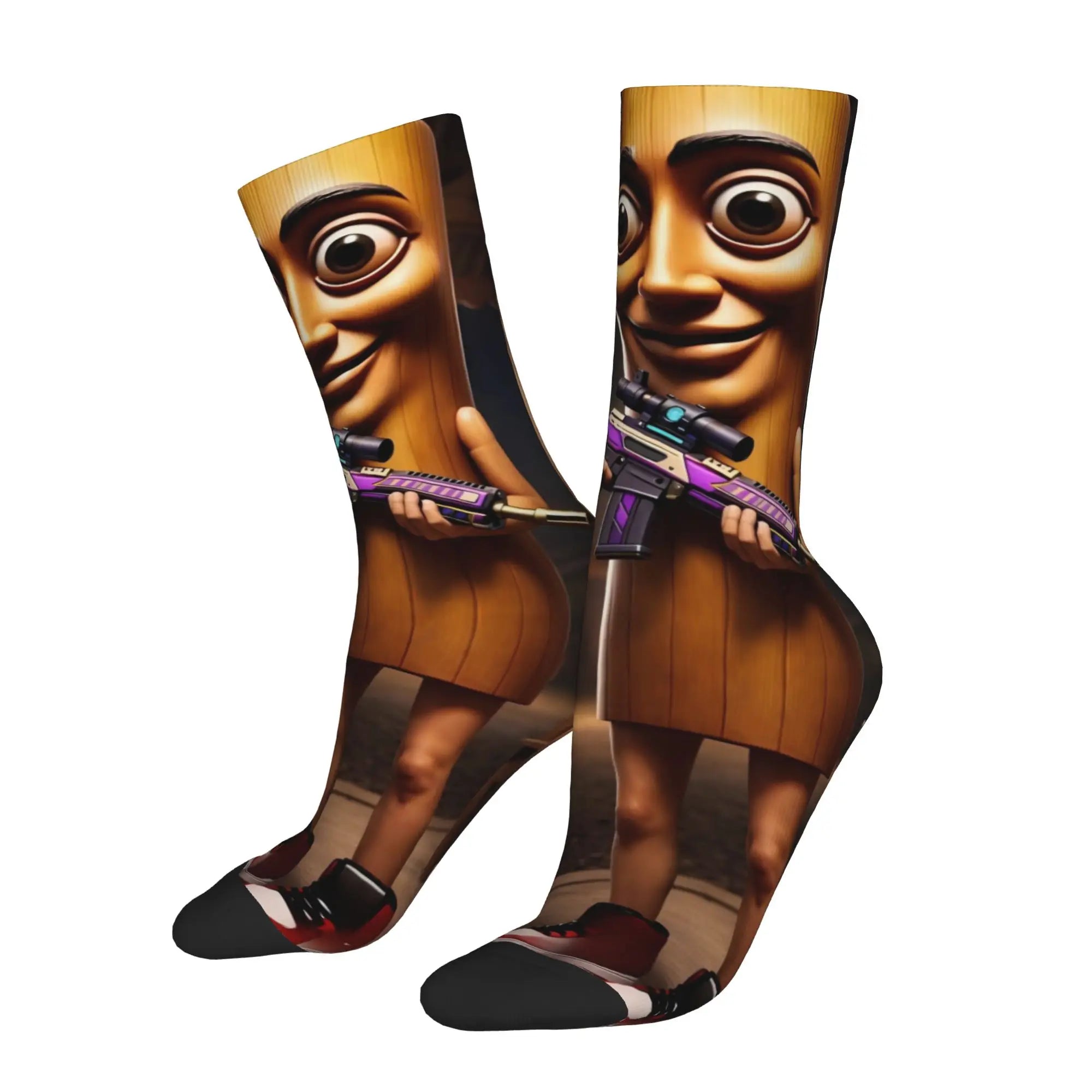 Funny Sock  Tung Tung Tung Sahur 1 Harajuku Seamless Pattern Printed Men Crew Socks Novelty Men's Socks