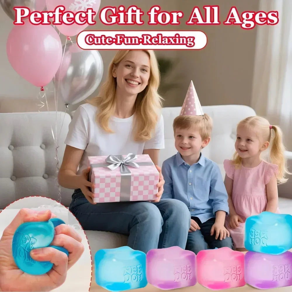 Nee Doh  Trending Jellyfish & Cube Squish Toy, Soft Jelly Squeeze Stress Relief Fidget Toy, Sensory NeeDoh for Kids & Adults