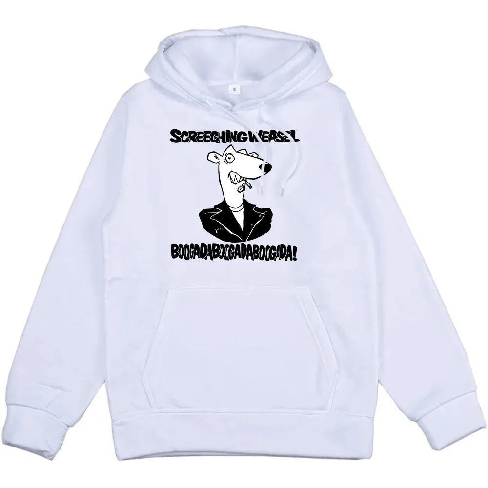 Hooded Clothes Screeching Weasel Band Printing Hoodies Funny Cartoon Graphic Sweatshirts Hip Hop  Fashion Unisex Streetwear Male