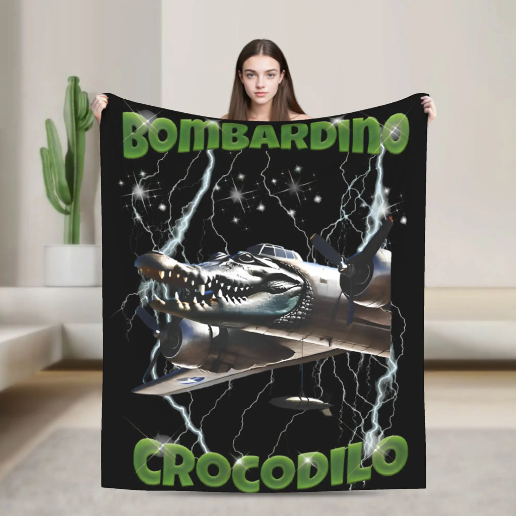 Tung Tung Tung Sahur Blankets Funny Italian Brainrot Meme Flannel Novelty Breathable Throw Blankets for Home Restaurant