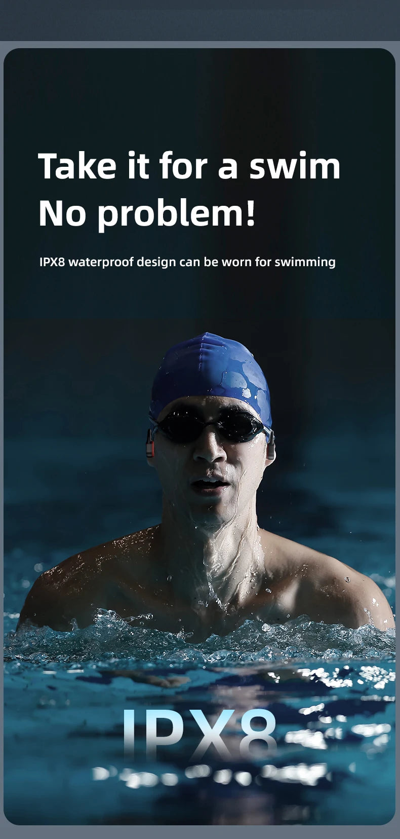X7/X10 IPX8 Waterproof Swimming Bone Conduction Bluetooth 5.3 Headphone 32GB MP3 Player HIFI Bass Music Sports Wireless Earphone