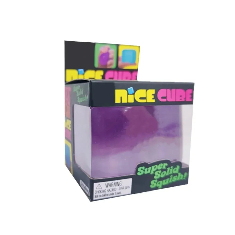 Nee|Doh Nice Cube Super Squeeze Fidget Toy, Translucent Red Stress Relief Squishy Cube, BPA-Free Toy for Kids Adults