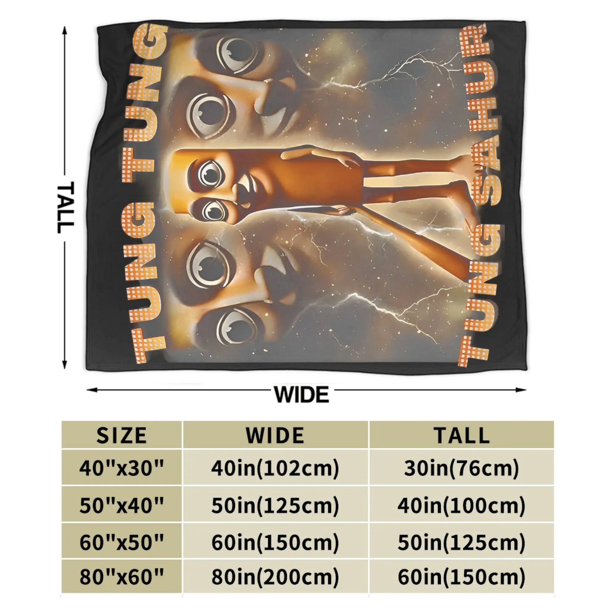 Tung Tung Tung Sahur Blankets Funny Italian Brainrot Meme Flannel Novelty Breathable Throw Blankets for Home Restaurant