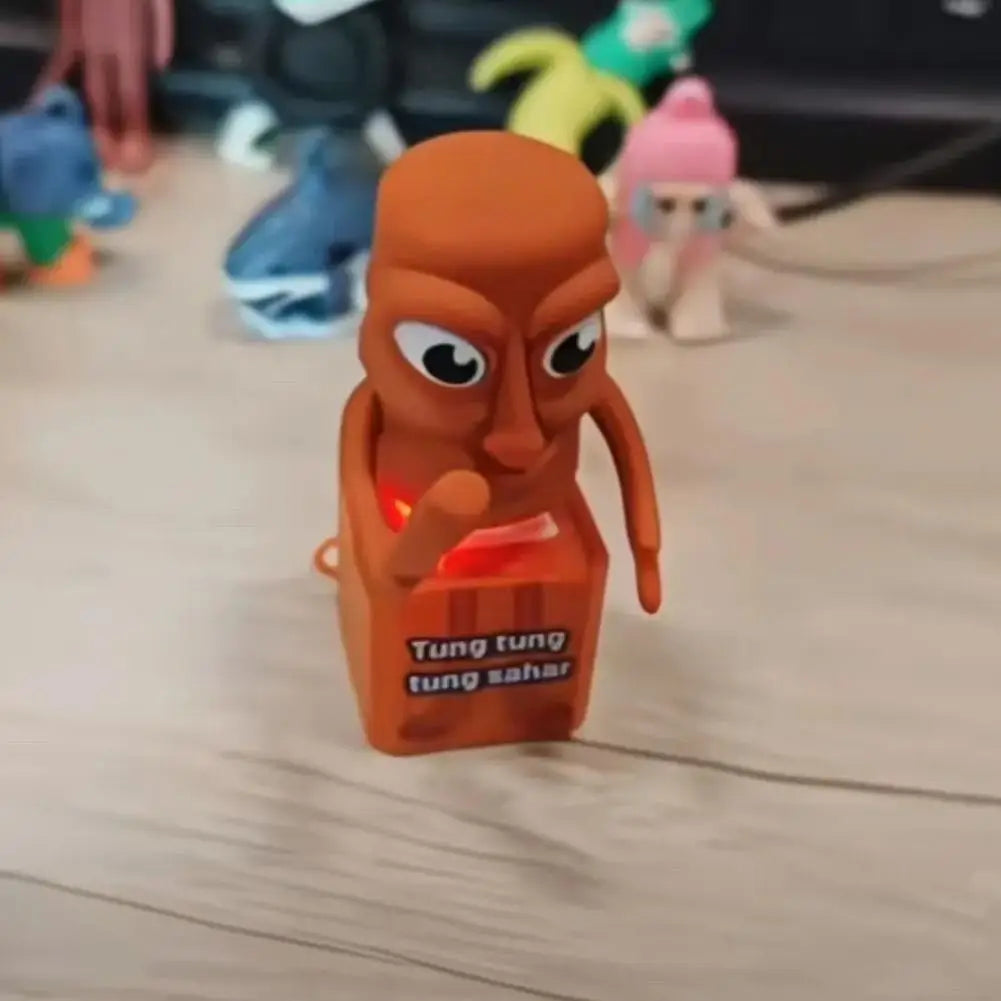 Tung Tung Tung Sahur Tralalero Tralala Shark Italian Brainrot Keyboard Clicker Fidget Keychain with Sound LED Light