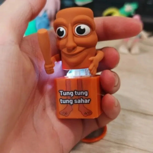 3D printed Tung tungtung sahar collectible viral Brainrot expression pack toy, wooden stick man, suitable for weird lovers.