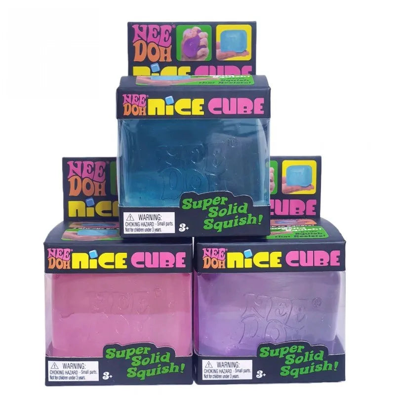 Nee Doh Nice Cube Super Squeeze Fidget Toy, Translucent Red Stress Relief Squishy Cube, BPA-Free Toy for Kids Adults